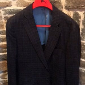 isaia sport coat navy plaid